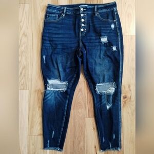 Kancan Distressed button front skinny jeans